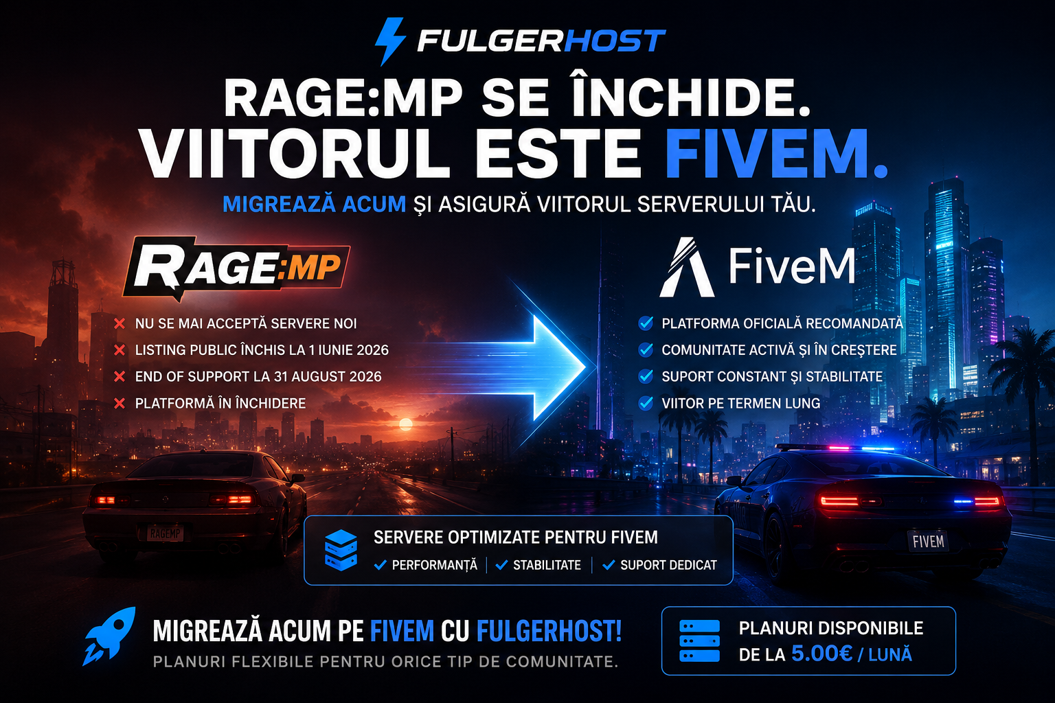Migrarea RAGE:MP către FiveM – ce trebuie să știi și cum te putem ajuta